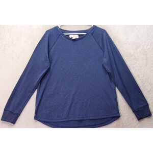 Live Love Lounge Sweater Womens Small Blue Fleece Karen Neuburger Long Sleeve‎